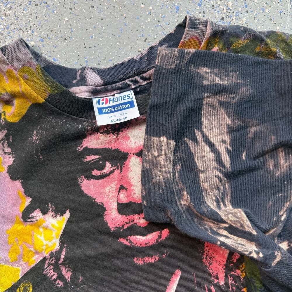 Vintage 1990s Jimi Hendrix Mosquitohead All Over Print T-Shirt Hanes XL - Picture 7 of 8
